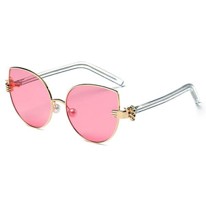 Cramilo Eyewear Sunglasses Pink CENTRALIA | Women Metal Frame Cat Eye Hands Classic Sunglasses