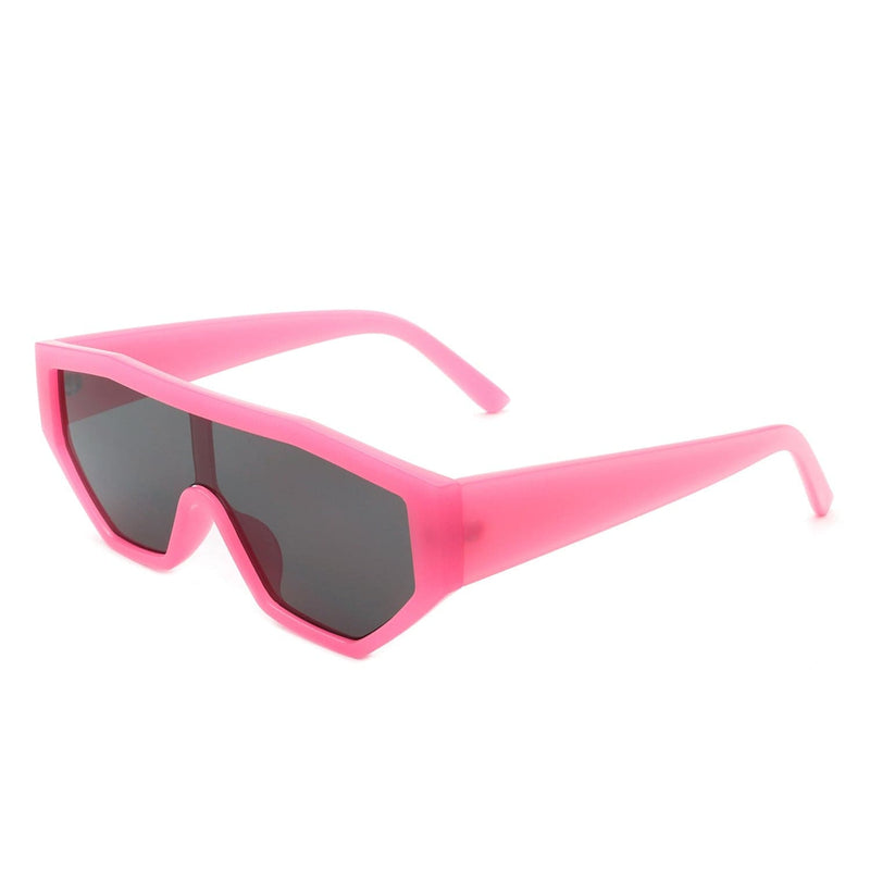 Cramilo Eyewear Sunglasses Pink Firelily - Geometric Square Futuristic Fashion Sunglasses