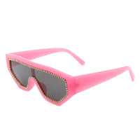 Cramilo Eyewear Sunglasses Pink Goldleaf - Geometric Glitter Square Fashion Women Sunglasses