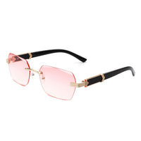 Cramilo Eyewear Sunglasses Pink Hailstorm - Rectangle Retro Rimless Tinted Frameless Fashion Square Sunglasses