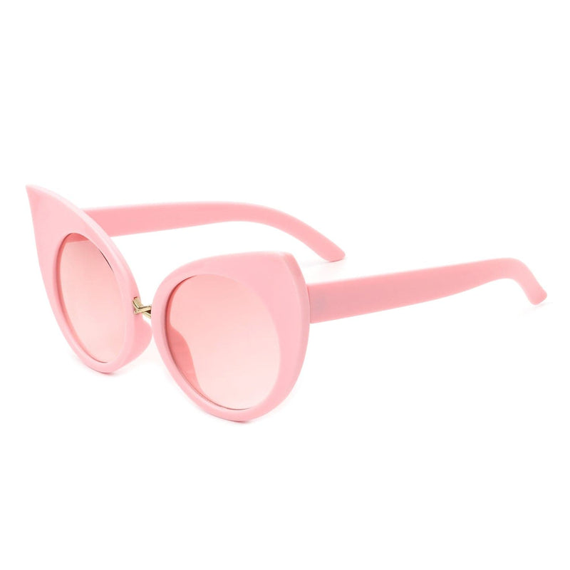 Cramilo Eyewear Sunglasses Pink Iridessa - Women Mod Retro High Pointed Oversize Fashion Cat Eye Sunglasses