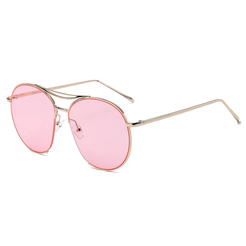 Cramilo Eyewear Sunglasses Pink LOUDON | Oversize Tinted Lens Round Aviator Sunglasses