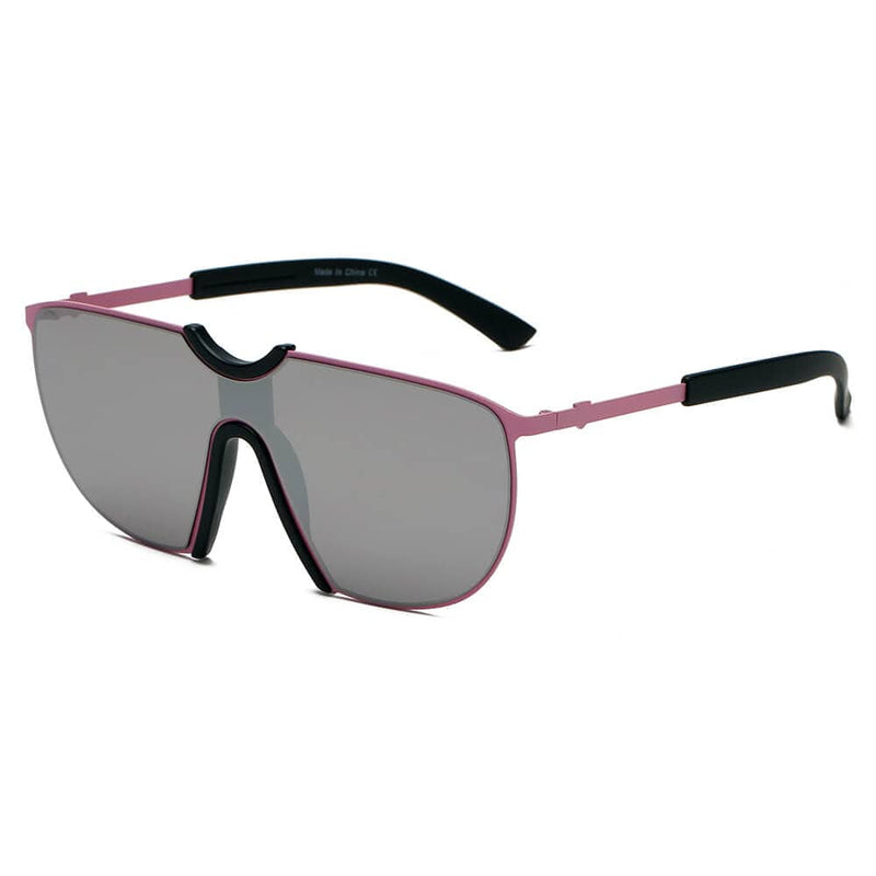 Cramilo Eyewear Sunglasses Pink MACON | Large Oversized Unisex Single Lens Aviator Fashion Sunglasses