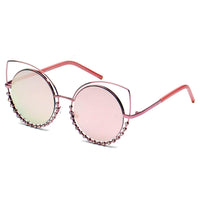 Cramilo Eyewear Sunglasses Pink - Pink Holland - Pearl-Studded Cut-Out Cat Eye Princess Sunglasses