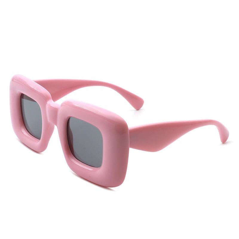 Cramilo Eyewear Sunglasses Pink Rayne - Y2K Square Inflated Chunky Retro Funny Sunglasses