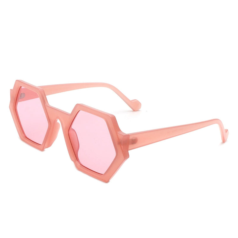 Cramilo Eyewear Sunglasses Pink Starpath - Geometric Round Irregular Tinted Fashion Sunglasses