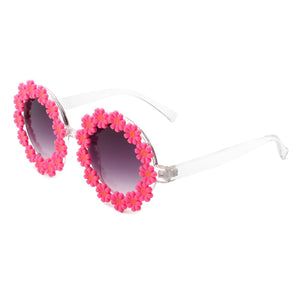 Cramilo Eyewear Sunglasses Pink Ysabelia - Round Daisy Flower Shape Circle Party Floral Women Sunglasses