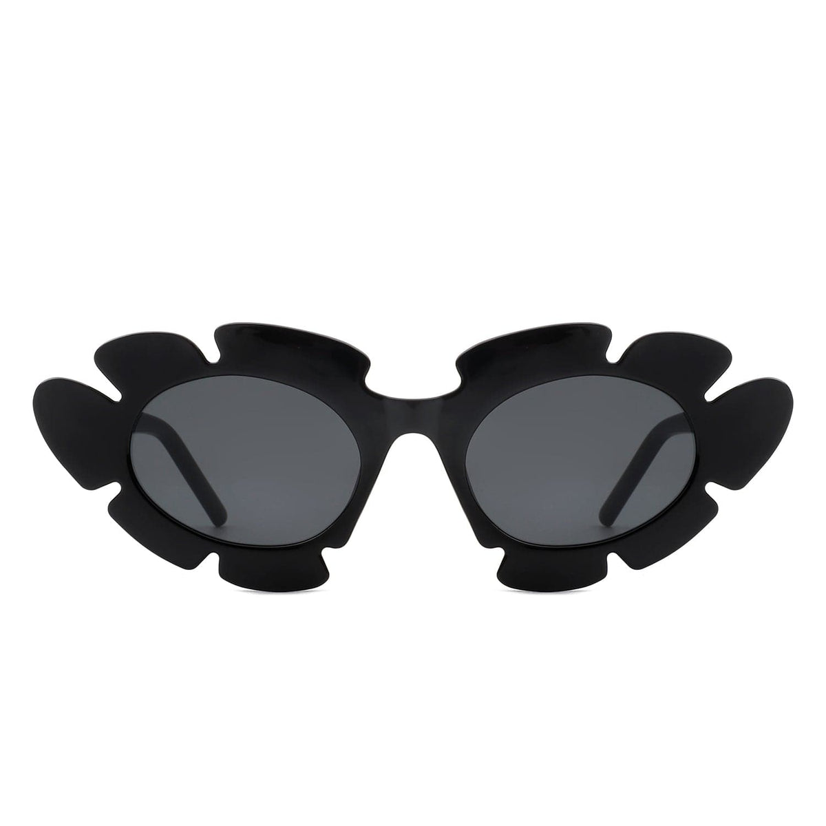Cramilo Eyewear Sunglasses Pixielan - Women Irregular Round Cut-Out Cat Eye Flower Design Fashion Sunglasses