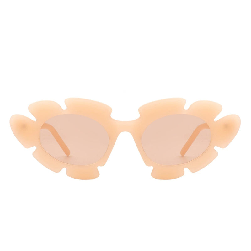 Cramilo Eyewear Sunglasses Pixielan - Women Irregular Round Cut-Out Cat Eye Flower Design Fashion Sunglasses