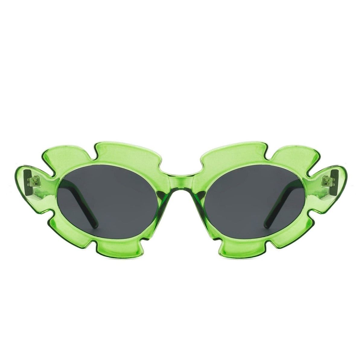 Cramilo Eyewear Sunglasses Pixielan - Women Irregular Round Cut-Out Cat Eye Flower Design Fashion Sunglasses