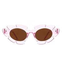 Cramilo Eyewear Sunglasses Pixielan - Women Irregular Round Cut-Out Cat Eye Flower Design Fashion Sunglasses