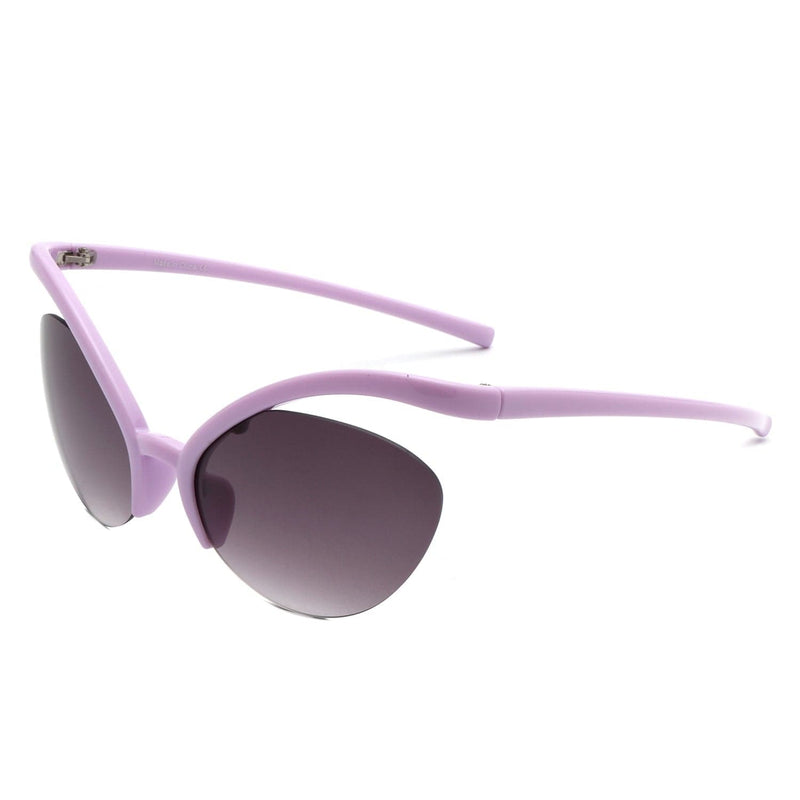 Cramilo Eyewear Sunglasses Purple Astrein - Rimless Futuristic Oval Irregular Fashion Cat Eye Sunglasses