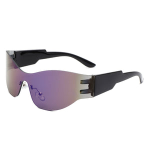 Cramilo Eyewear Sunglasses Purple/Black Galadriel - Futuristic Mirrored Cyberpunk Sport Reflective Shield Sunglasses