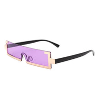 Cramilo Eyewear Sunglasses Purple Kelestra - Retro Rectangular Narrow Semi Rimless Vintage Slim Fashion Sunglasses