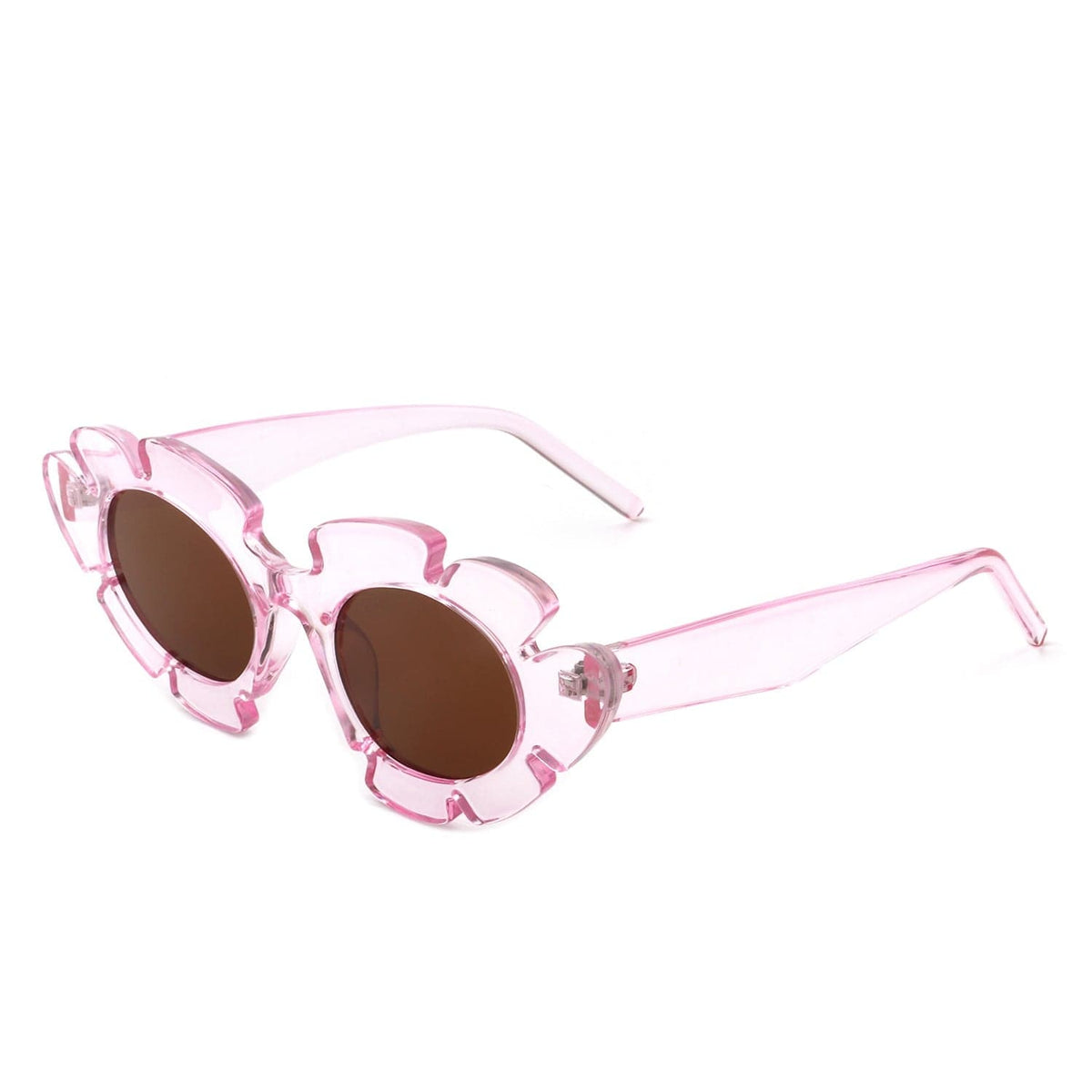 Cramilo Eyewear Sunglasses Purple Pixielan - Women Irregular Round Cut-Out Cat Eye Flower Design Fashion Sunglasses