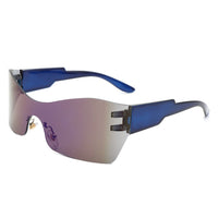 Cramilo Eyewear Sunglasses Purple Sable - Futuristic Square Mirrored Flat Top Wrap Around Sunglasses