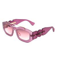 Cramilo Eyewear Sunglasses Purple Xanadusk- Geometric Retro Irregular Brow-Bar Square Fashion Sunglasses