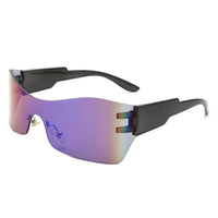 Cramilo Eyewear Sunglasses Rainbow Sable - Futuristic Square Mirrored Flat Top Wrap Around Sunglasses