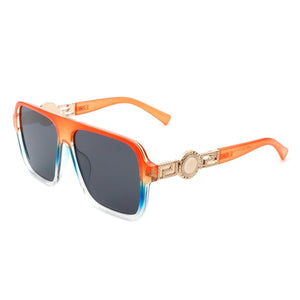 Cramilo Eyewear Sunglasses Rainbow Violetra - Retro Square Aviator Style Vintage Flat Top Sunglasses