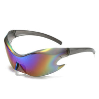 Cramilo Eyewear Sunglasses Rainbow Whiestan - Futuristic Mirrored Sleek Wrap Around Sports Sunglasses