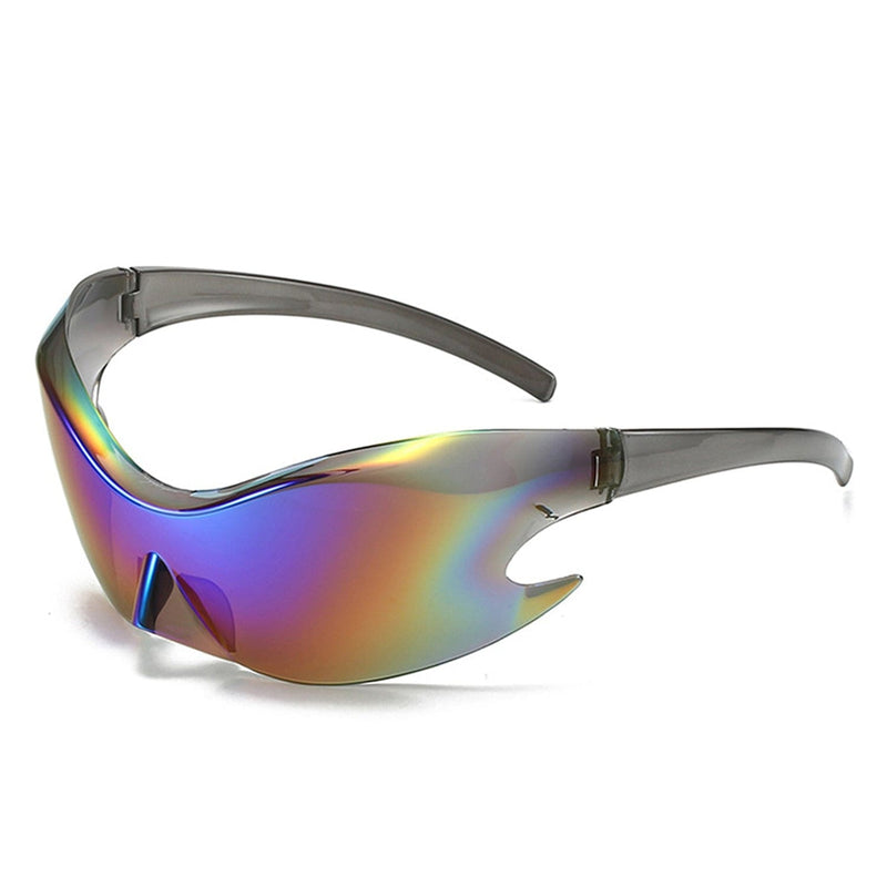 Cramilo Eyewear Sunglasses Rainbow Whiestan - Futuristic Mirrored Sleek Wrap Around Sports Sunglasses