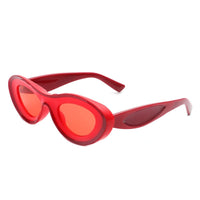 Cramilo Eyewear Sunglasses Red Alba - Oval Retro Round Tinted Fashion Cat Eye Sunglasses