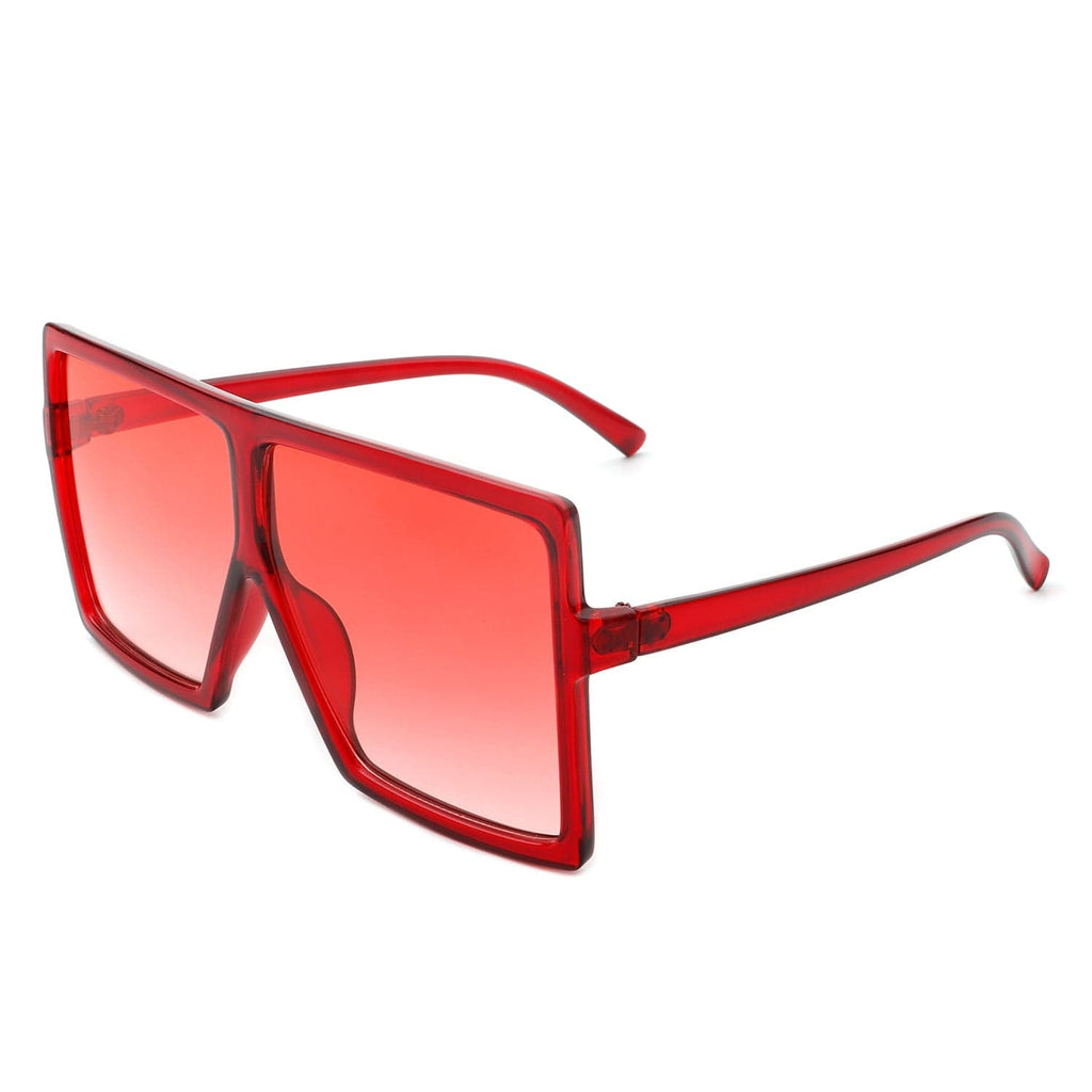 Cramilo Eyewear Sunglasses Red Amarylla - Oversize Flat Top Square Tinted Women Fashion Sunglasses