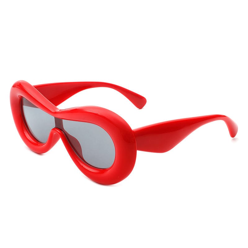 Cramilo Eyewear Sunglasses Red Argo - Oversized Y2K Inflated Frame One Piece Lens Sunglasses