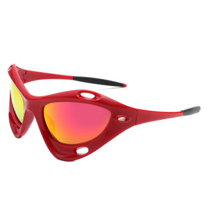 Cramilo Eyewear Sunglasses Red Dotrijan - Geometric Wrap Around Chunky Square Sport Sunglasses