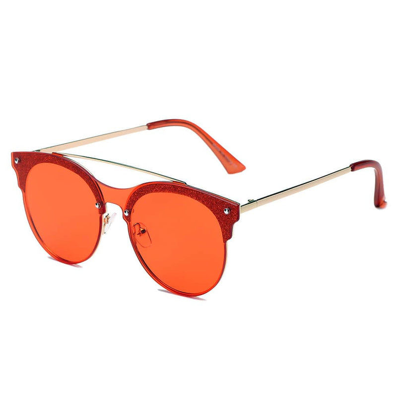 Cramilo Eyewear Sunglasses Red ENDICOTT | Round Circle Brow-Bar Tinted Lens Sunglasses