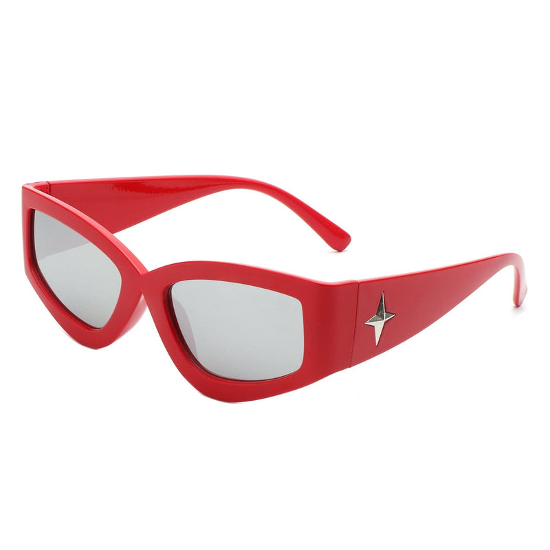 Cramilo Eyewear Sunglasses Red Eonix - Rectangle Geometric Tinted Chunky Square Sunglasses