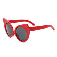 Cramilo Eyewear Sunglasses Red Iridessa - Women Mod Retro High Pointed Oversize Fashion Cat Eye Sunglasses