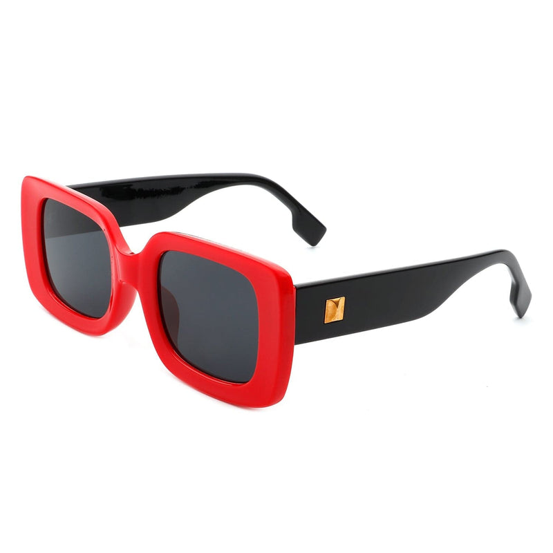 Cramilo Eyewear Sunglasses Red Jadestone - Square Retro Flat Top Fashion Sunglasses