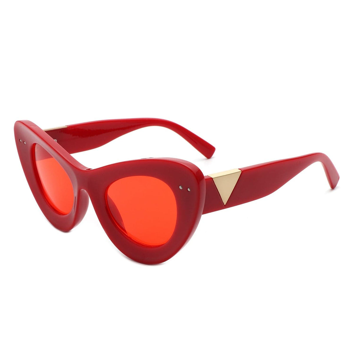 Cramilo Eyewear Sunglasses Red Luminara - Women Fashion Retro Round Cat Eye Sunglasses