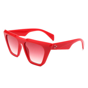 Cramilo Eyewear Sunglasses Red Lyra - Square Retro Oversize Flat Top Fashion Cat Eye Sunglasses