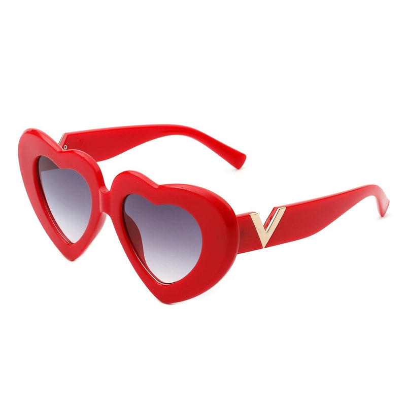 Cramilo Eyewear Sunglasses Red Novellea - Oversize Heart Shape Mod Clout Fashion Sunglasses