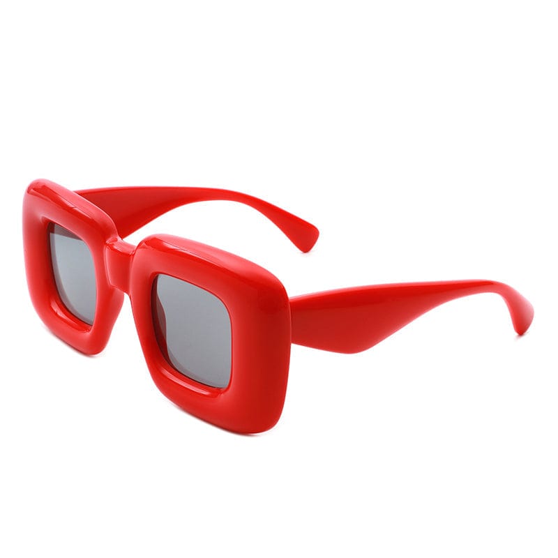 Cramilo Eyewear Sunglasses Red Rayne - Y2K Square Inflated Chunky Retro Funny Sunglasses