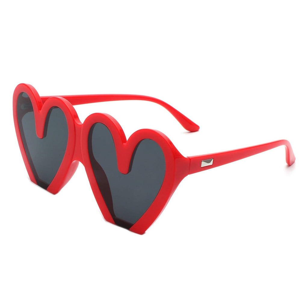 Cramilo Eyewear Sunglasses Red Skylette - Heart Shaped Oversized Party Fashion Sunglasses