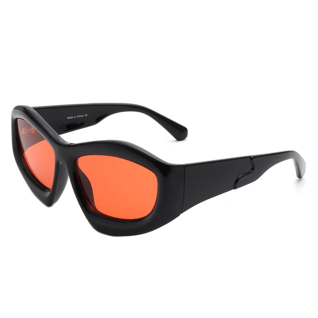 Cramilo Eyewear Sunglasses Red Xaron - Geometric Square Tinted Oversize Chunky Fashion Sunglasses