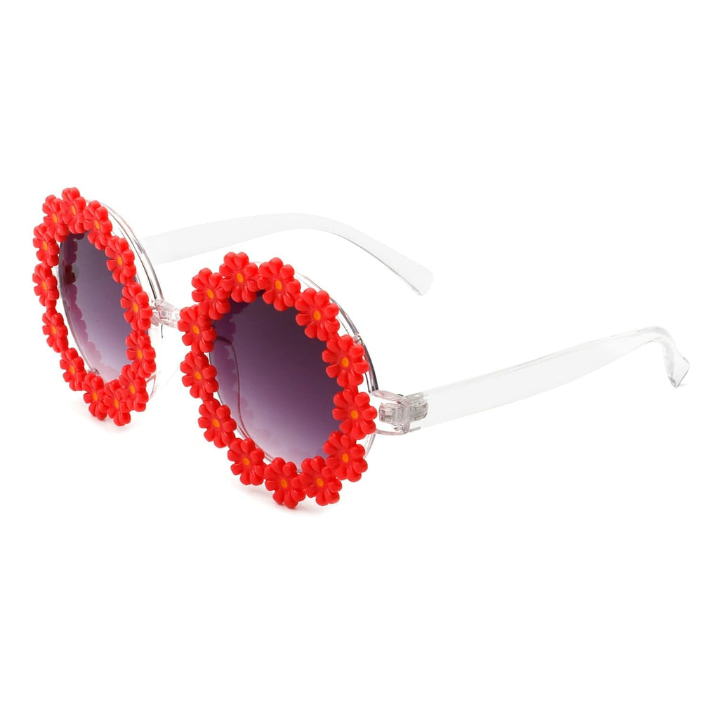 Cramilo Eyewear Sunglasses Red Ysabelia - Round Daisy Flower Shape Circle Party Floral Women Sunglasses