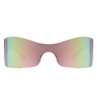 Cramilo Eyewear Sunglasses Sable - Futuristic Square Mirrored Flat Top Wrap Around Sunglasses