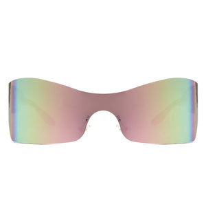 Cramilo Eyewear Sunglasses Sable - Futuristic Square Mirrored Flat Top Wrap Around Sunglasses