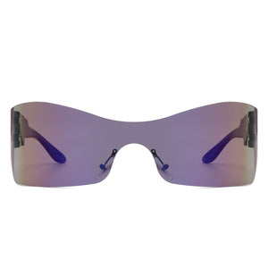 Cramilo Eyewear Sunglasses Sable - Futuristic Square Mirrored Flat Top Wrap Around Sunglasses