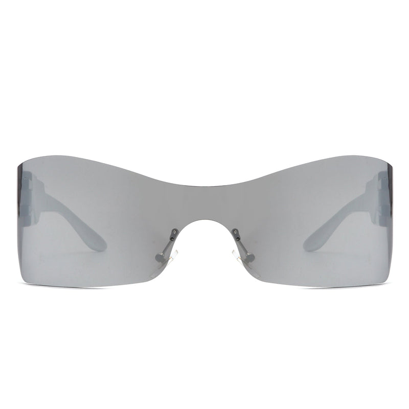 Cramilo Eyewear Sunglasses Sable - Futuristic Square Mirrored Flat Top Wrap Around Sunglasses