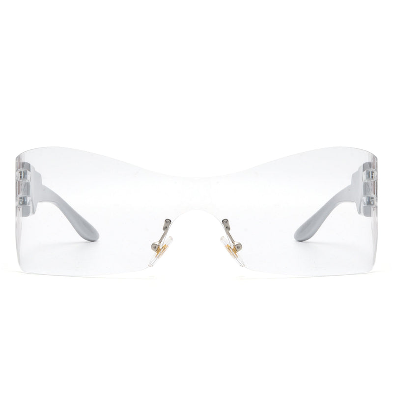 Cramilo Eyewear Sunglasses Sable - Futuristic Square Mirrored Flat Top Wrap Around Sunglasses