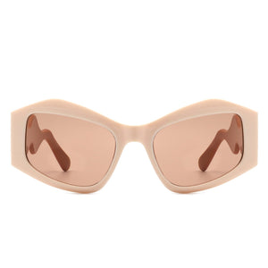 Cramilo Eyewear Sunglasses Shimmerz - Square Oversize Irregular Wavy Temple Design Fashion Sunglasses