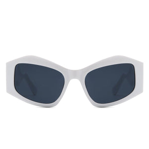 Cramilo Eyewear Sunglasses Shimmerz - Square Oversize Irregular Wavy Temple Design Fashion Sunglasses