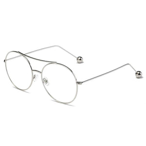 Cramilo Eyewear Sunglasses Silver/Clear EUREKA | Unisex Round Tinted Lens Aviator Clear Glasses Balled Sunglasses
