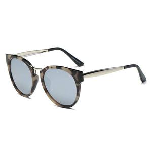 Cramilo Eyewear Sunglasses Silver Frame - Tortoise Rims - Silver Lens BILBAO | Women Round Cat Eye Fashion Sunglasses