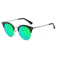 Cramilo Eyewear Sunglasses Silver - Green - Black Biloxi -  Women Half Frame Round Cat Eye Polarized Sunglasses
